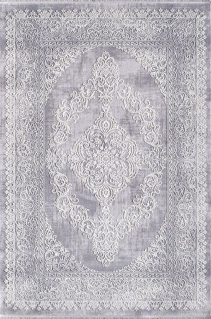 Artemis Halı 05860D Gri Krem Klasik Göbekli Halı