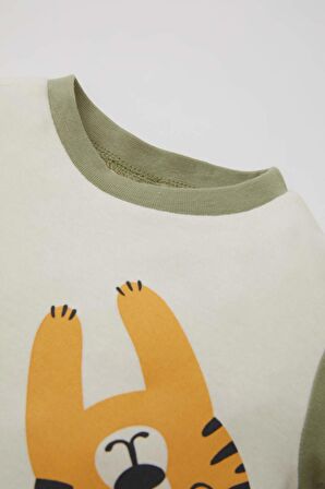 DeFacto Erkek Bebek Kaplan Baskılı Kısa Kollu Penye Pijama Takımı C0732A524SMKH271