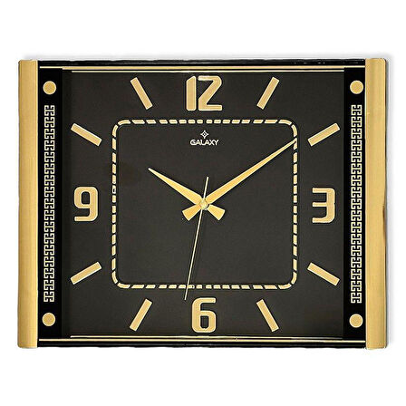 Dekoratif Duvar Saati Siyah/Gold Renk Çerçeve