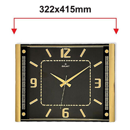 Dekoratif Duvar Saati Siyah/Gold Renk Çerçeve