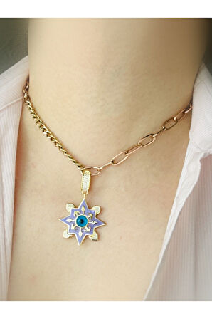 Mor Ok Figürleri Gold Klipsli Kolye Ucu & Ajda Bilezik Charm | 925 Ayar Gümüş