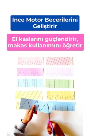 Makasla Kesme Etkinliği Okul Öncesi - 6 Sayfa A4 - Çocuk Aktivite Seti - Kesme Alıştırması