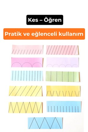 Makasla Kesme Etkinliği Okul Öncesi - 6 Sayfa A4 - Çocuk Aktivite Seti - Kesme Alıştırması