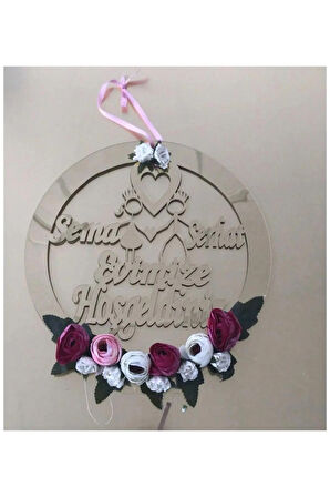 Özel Pleksi Kapı Süsü Çiçekli Model 30 Cm