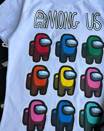 Cg Kids Among Us Karakteri Süper Kalite Kumaş Al Üst Kız Çocuk & Erkek Çocuk Şortlu Takım