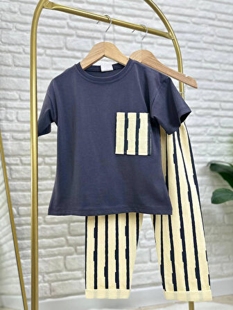 Cg Kids Antrasit Krem Çizgili Erkek Çocuk Alt Üst Takım