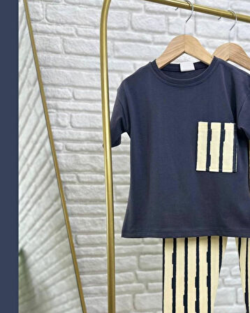 Cg Kids Antrasit Krem Çizgili Erkek Çocuk Alt Üst Takım