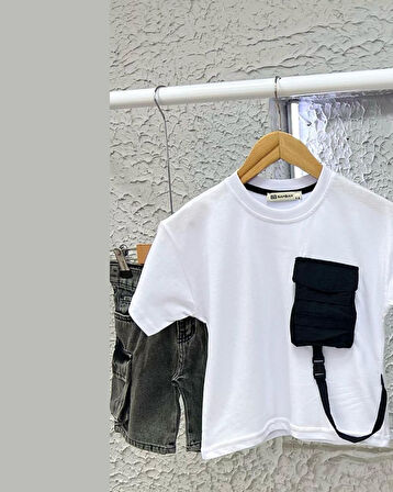 Cg Kids Paraşüt Cep Detaylı T-Shirt Komando Cepli Jean Erkek Çocuk Alt Üst Takım