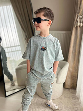 Cg Kids Eksitme Yeşil Enjeksiyon Baskı Bb Basic Alt Eksitme Eşfoman Ince Cep Detay Erkek Çocuk Alt Üst Takım