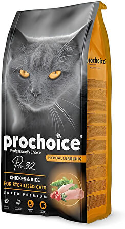 Pro Choice 32 Tavuklu ve Pirinçli Düşük Tahıllı Kısırlaştırılmış Kedi Maması 15 kg