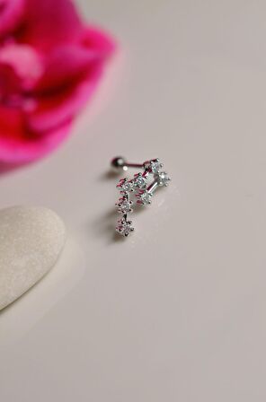 Boğa Burcu Küpe Takımyıldızı Yıldızlı Piercing Helix Gümüş Renk