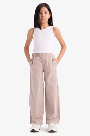 Kız Çocuk Esnek Belli Wide Leg Geniş Paça Pantolon