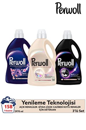 Perwoll Hassas Bakım Siyah Beyazlar ÇiçekCazibesi Koyu Renkliler (2.75L 50 Yıkama) 3'lü Set
