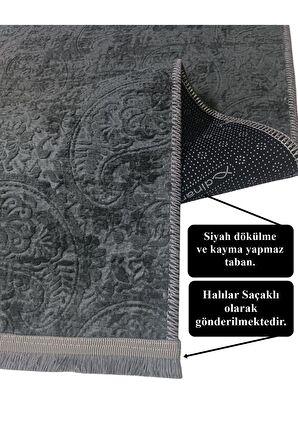 Kaymaz Taban Saçaklı Kesme Halı Yolluk Nevra Asos Antrasit