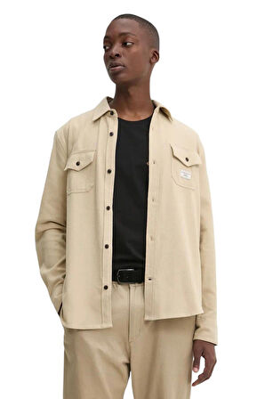 Erkek Uzun Kol Cepli Gömlek - Bej | L