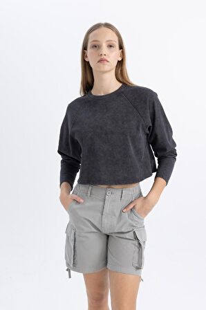 DeFacto Coool Loose Fit Yıkamalı Soluk Efektli Uzun Kollu Tişört C4398AX24SPAR226