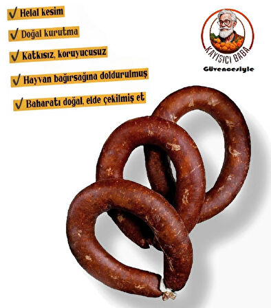 Dana Sucuk 1 kg. ACISIZ (%100 Dana Eti-Afyon Özel Üretim) 