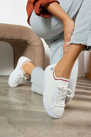 Günlük Kadın Sneaker Spor Ayakkabı Triko Bağcıklı Rahat Esnek Nefes Alabilen Yürüyüş 060