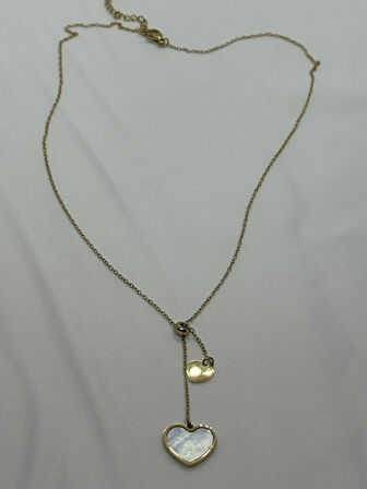 Jewels of Hope Altın Rengi Ay Taşı Kalpli Kolye 316L Paslanmaz Çelik Antialerjik 57 Cm