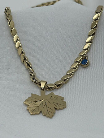 Jewels of Hope Yaprak Figürlü Zincir Kolye 316l Paslanmaz Çelik Antialerjik 47 Cm
