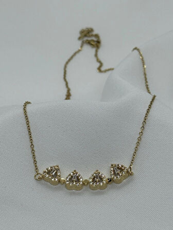 Jewels of Hope Zirkon Taşlı Açılabilir Kalp Detaylı Altın Renk Yonca Kolye 316L Paslanmaz Çelik Altın Renk Kolye 45 Cm