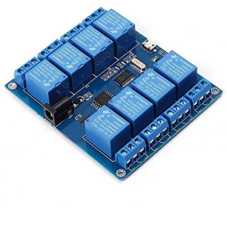 Robotistan 8 Kanal 5 V Seri Haberleşme Kontrollü Röle Kartı (Mikro USB & Pin)