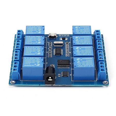Robotistan 8 Kanal 5 V Seri Haberleşme Kontrollü Röle Kartı (Mikro USB & Pin)