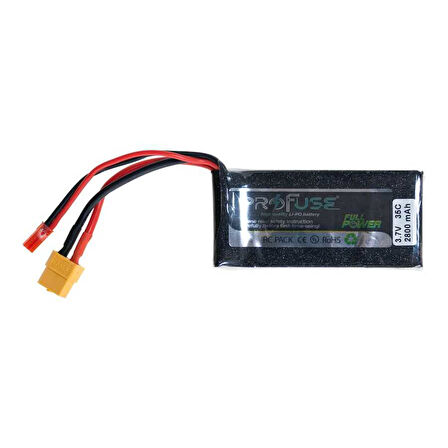 3.7 V 1S Lipo Batarya-Pil 2800 mAh 35C