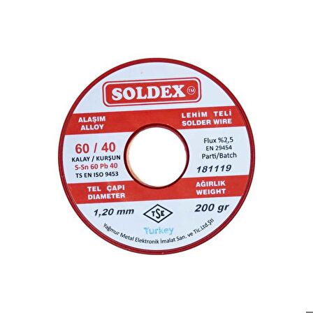 Soldex 1.2 mm 200 g Lehim Teli (%60 Sn / %40 Pb)