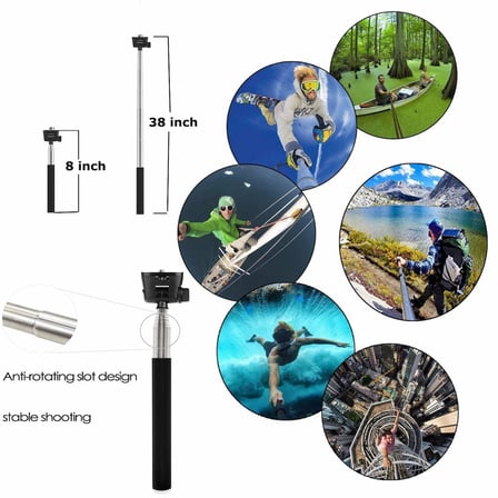 uzatılabilir alüminyum selfie Stick tek ayaklı sehpa tutucu için 1080p 4 K su geçirmez Sport Action kamera