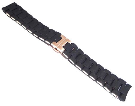 Uyumlu Emporio Armani Ar5954 23mm Siyah Silikon Kaplama Çelik Kordon
