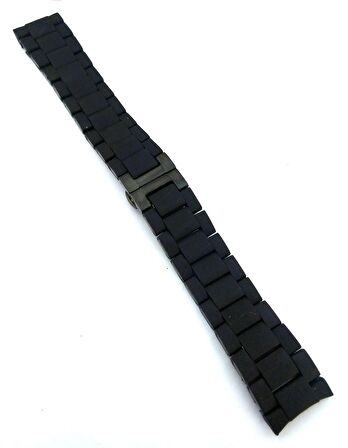 Uyumlu Emporio Armani Ar5922 23mm Siyah Silikon Kaplama Çelik Kordon