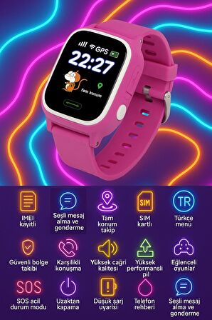 Uz q28 GPS Konum Takipli 4g Destekli Akıllı Çocuk Takip Saati Sim Kartlı Arama