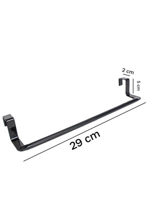 Siyah Polikarbon Havlu Askısı Geçmeli Dolap Kapağı Banyo Mutfak Organizer 29 cm