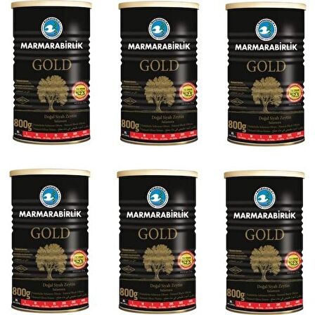 Marmarabirlik Gold (XL) 6 X 800gr 201-230 Salamura Az Tuzlu Siyah Zeytin Teneke