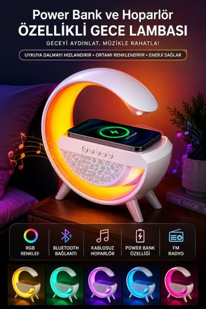 Forlife FL-8093 RGB Işıklı Hoparlörlü Kablosuz Şarj Özellikli Masa Lambası