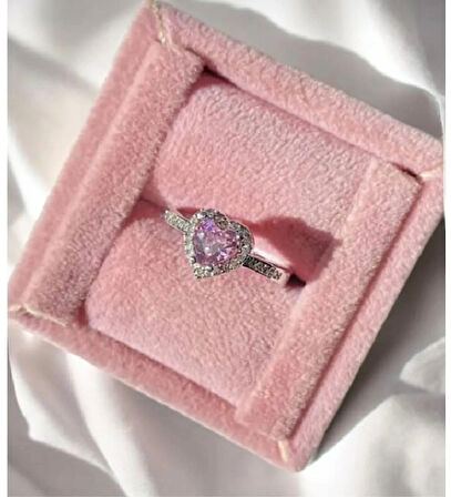 ciddi ilişik yüzüğü kalpli pandora model pembe taşlı