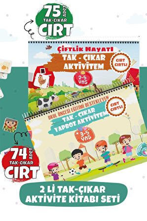 Bunbaza Tak-çıkar 2 Li Set Aktivite Kitabım Çiftlik Hayatı 70 Adet Cırt Ve 3-5 Yaş Yapboz 74 Adet Cırtlı