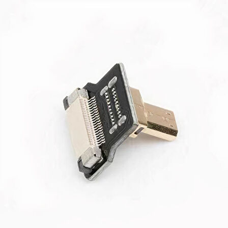 Micro HDMI Plug - Dik - Sol (L tipi - DIY HDMI Kablo ile Birlikte Kullanılabilir)