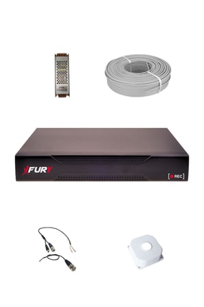 FURY Full HD 12 Kameralı Gece Renkli Görüş Su Geçirmez Güvenlik Kamera Seti 500 GB HDD 2239