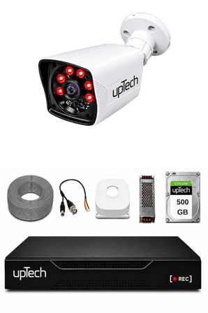 UPTECH 1 Kameralı Güvenlik Kamera Seti 2MP 1080P Full HD 6 Atom LED Gece Görüşlü 500GB HDD 5525