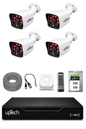 UPTECH 4 Kameralı Güvenlik Kamera Seti 2MP 1080P Full HD 6 Atom LED Gece Görüşlü 320GB HDD 5525
