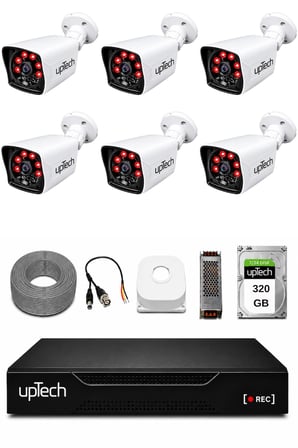 UPTECH 6 Kameralı Güvenlik Kamera Seti 2MP 1080P Full HD 6 Atom LED Gece Görüşlü 320GB HDD 5525