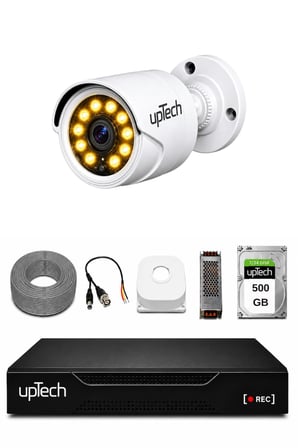 UPTECH Full HD 1 Kameralı Gece Renkli Görüş Su Geçirmez Güvenlik Kamera Seti 1 TB  HDD 2239