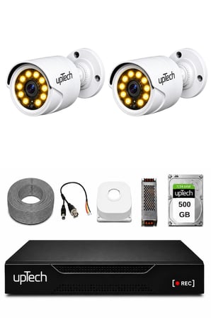 UPTECH Full HD 2 Kameralı Gece Renkli Görüş Su Geçirmez Güvenlik Kamera Seti 1 TB HDD 2239