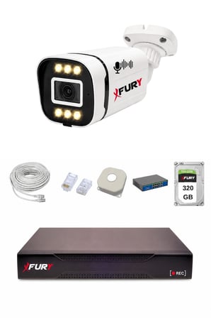 FURY IP 1 Kameralı 1080P Sesli 6 Warm LED Renkli Gece Görüşlü Güvenlik Kamera Sistemi 320GB 1606