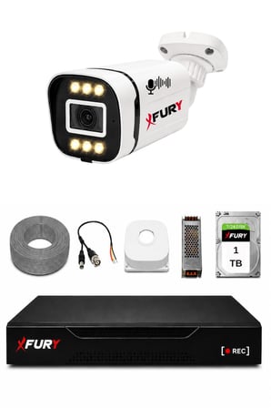 FURY 1 Kameralı 1080P Sesli 6 Warm LED Renkli Gece Görüşlü Güvenlik Kamera Sistemi 1TB 1606