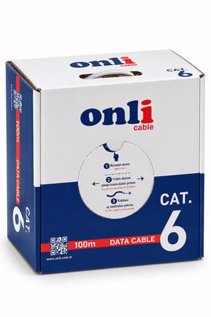 Onli CAT6 Ethernet Kablosu 100 Metre 250 MHz Gri Data Kablosu