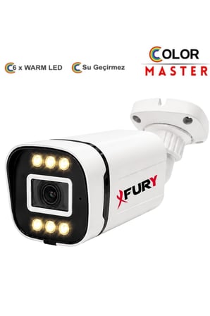 FURY IP 5MP Lens 1080P Sesli 6 Warm LED Renkli Gece Görüşlü IP66 Dış Mekan Geniş Açılı Güvenlik Kamerası