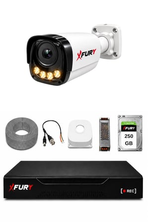 FURY 1 Kameralı Güvenlik Kamera Seti 4 Warm LED Gece Renkli Görüş 250GB HDD